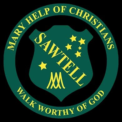 School emblem of Mary Help of Christians Primary School Sawtell