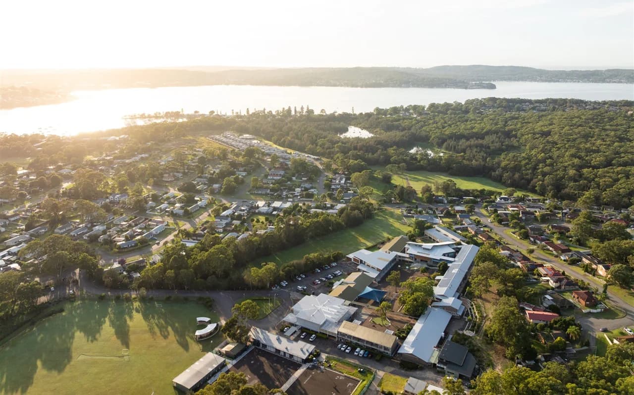 Campus buildings and grounds at St Paul's Catholic College in Booragul