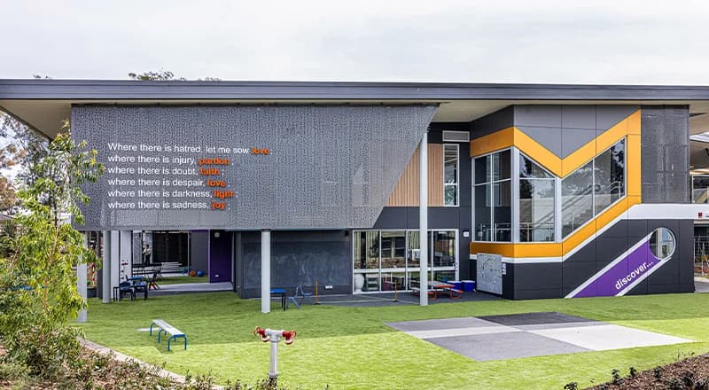 Campus buildings and grounds at St Francis of Assisi Primary School in Glendenning