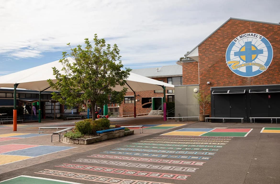 Campus buildings and grounds at St Michael's Primary School in Blacktown South