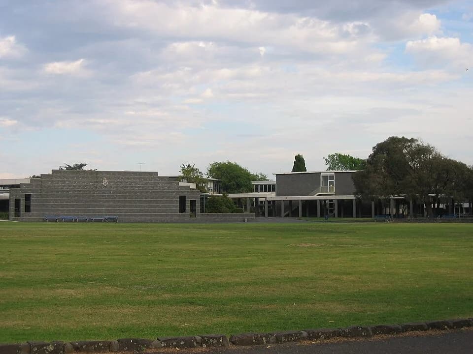 Buildings and playing field at Mentone Grammar School