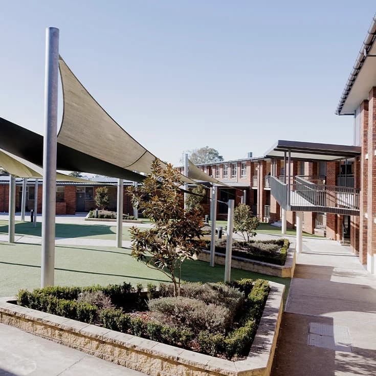 Campus buildings and grounds at Cerdon College in Merrylands