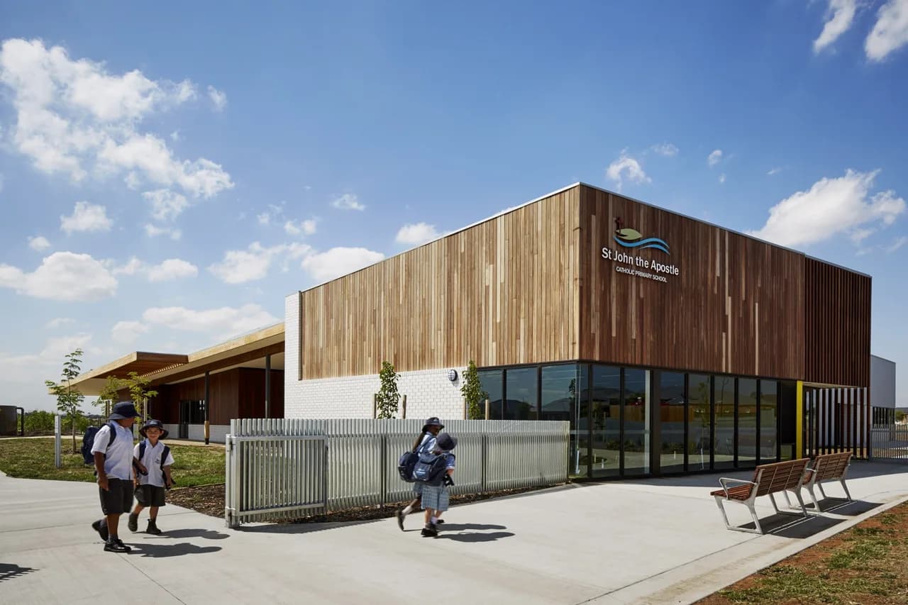 Campus buildings and grounds at St John the Apostle Catholic Primary School in Tarneit