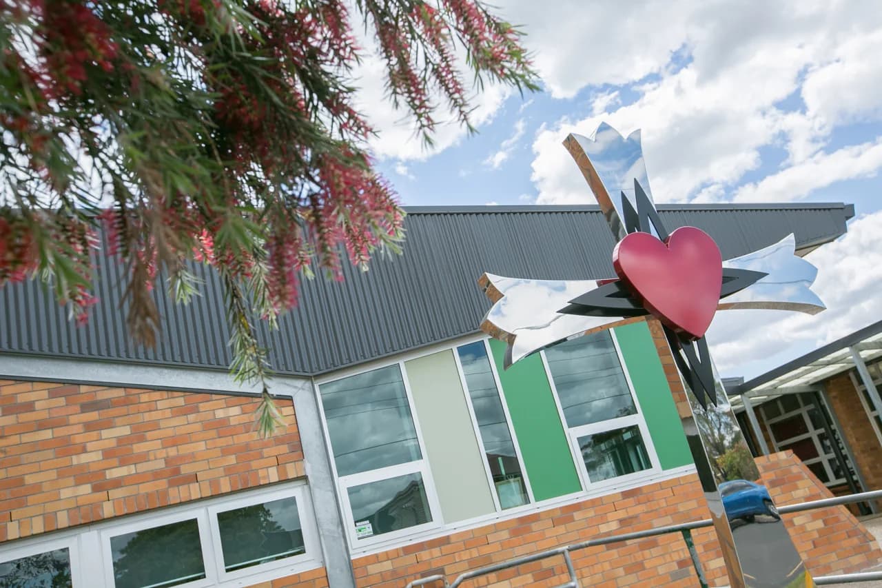 Campus buildings and grounds at Sacred Heart School in Booval