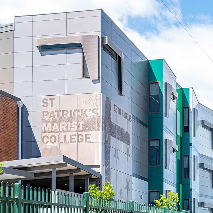 Campus buildings and grounds at St Patrick's Marist College in Dundas