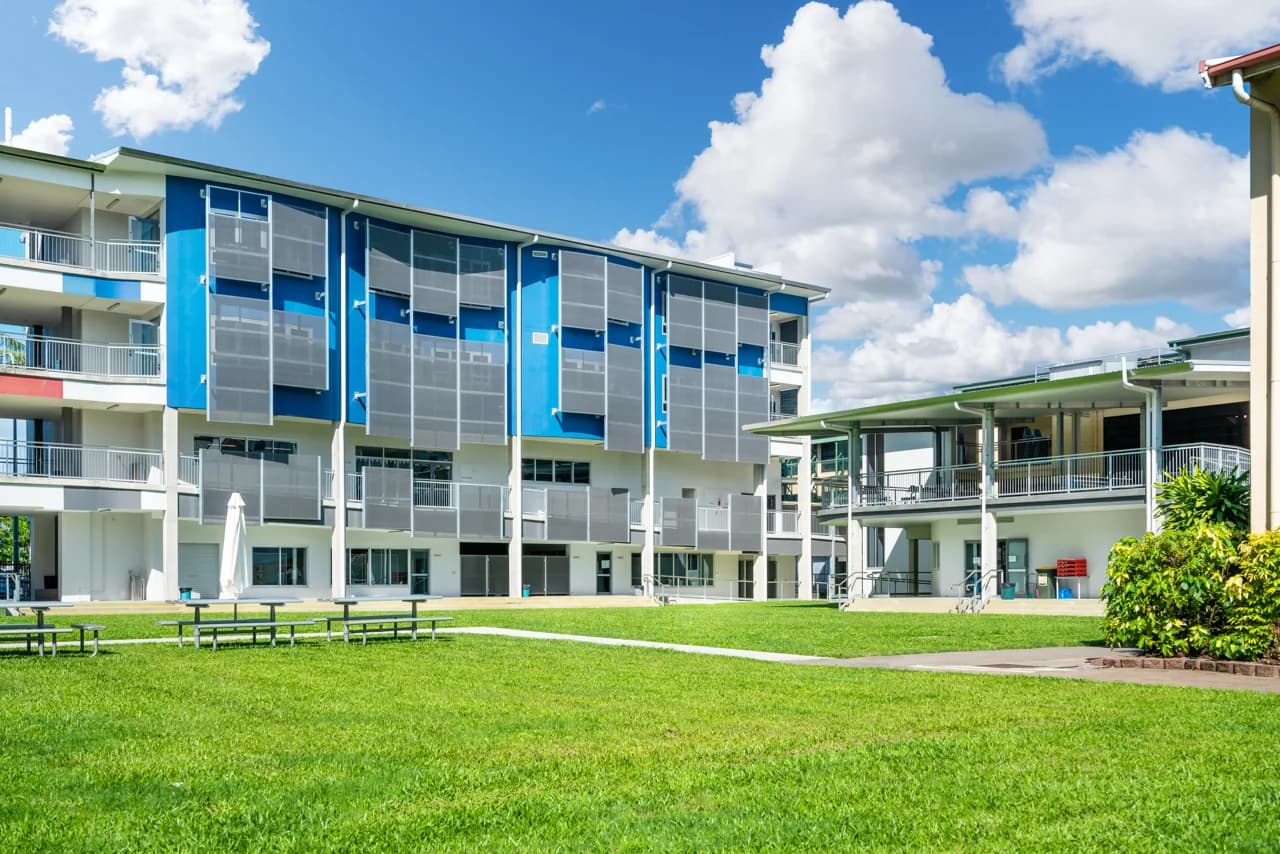 Campus buildings and grounds at St Monica's College in Cairns