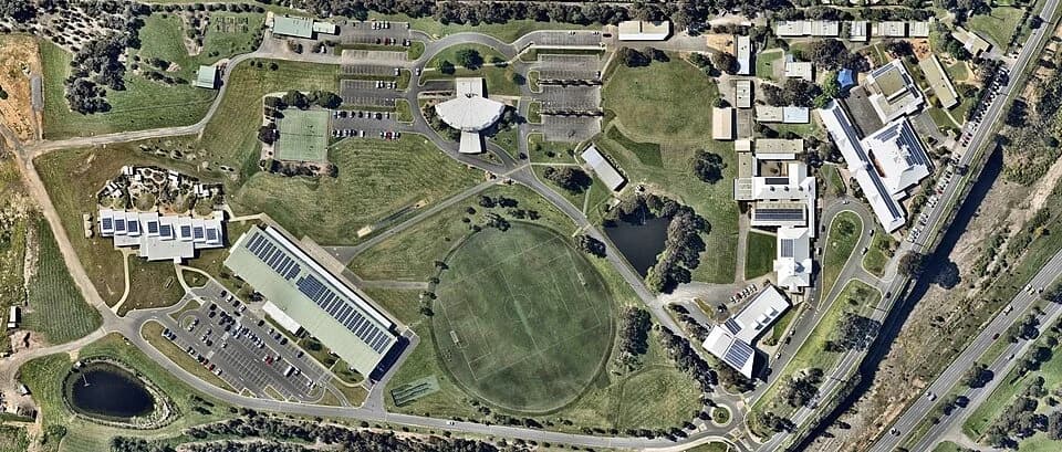 Aerial view of Oxley Christian College in Chirnside Park