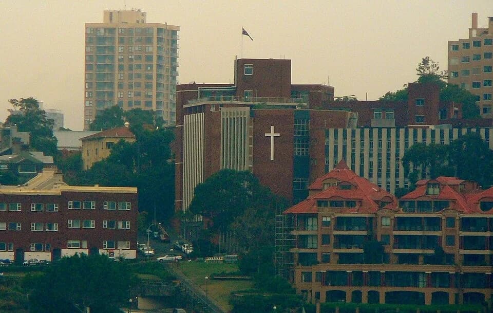 St Aloysius’ College buildings in Kirribilli viewed across the harbour