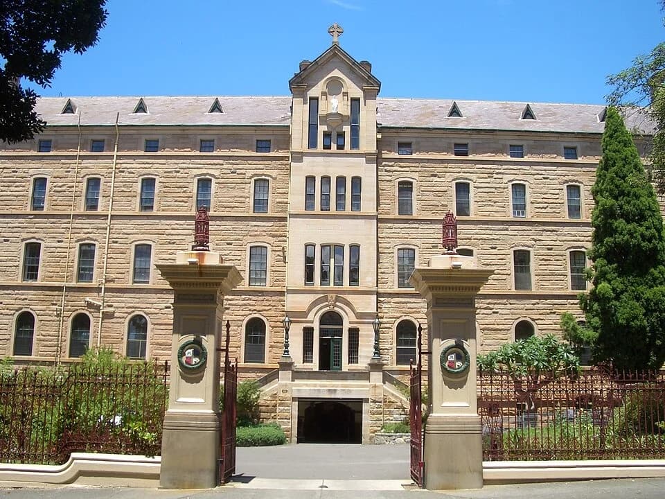 Main building and entrance gates at St Joseph’s College in Hunters Hill