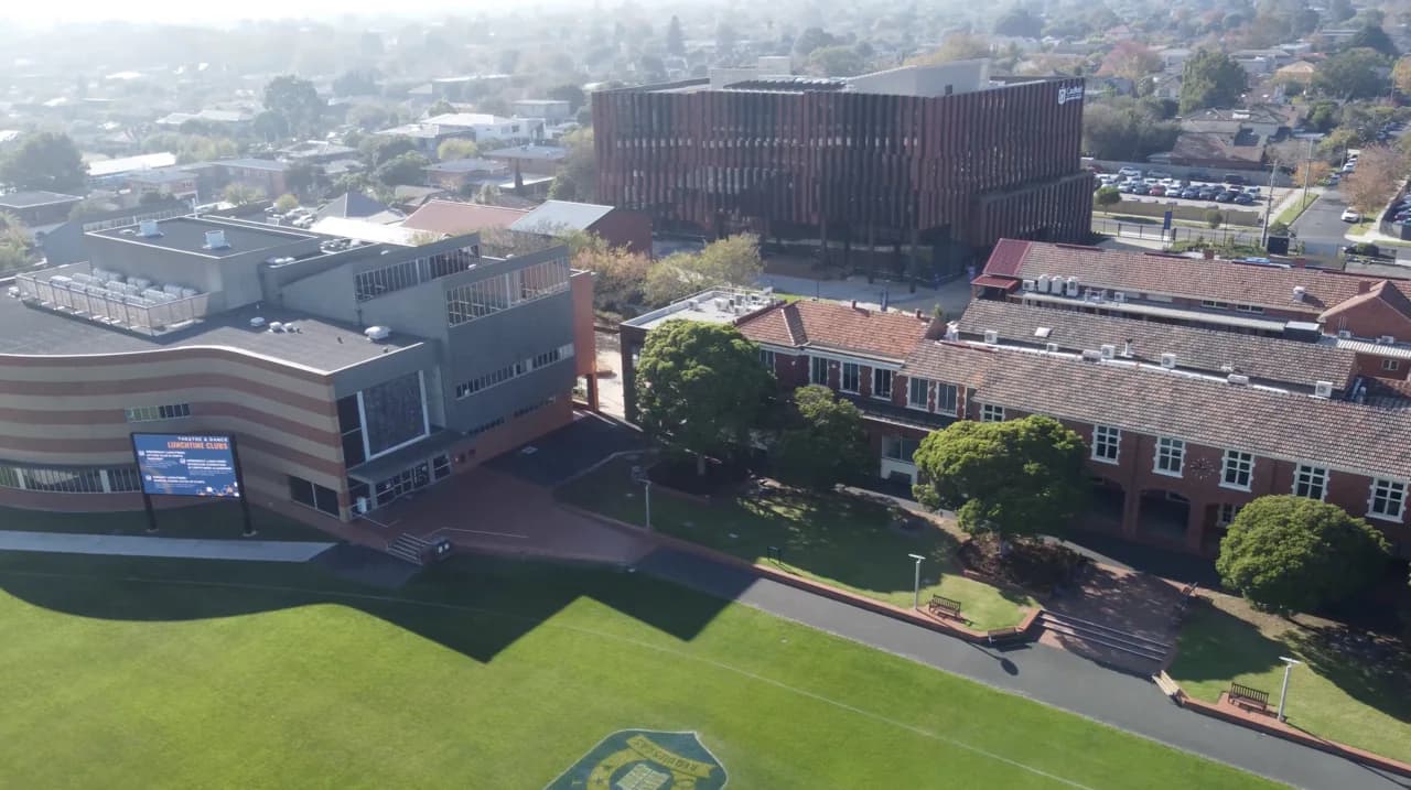 Campus buildings and grounds at Caulfield Grammar School in St Kilda East