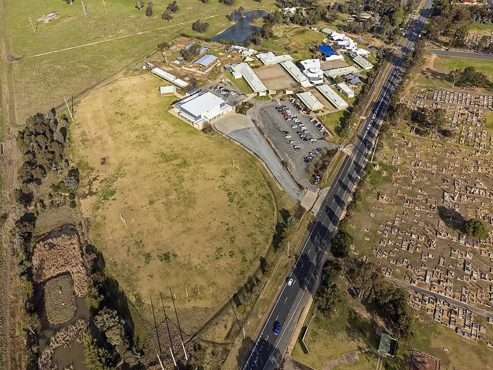 Aerial view of Wagga Wagga Christian College and its grounds