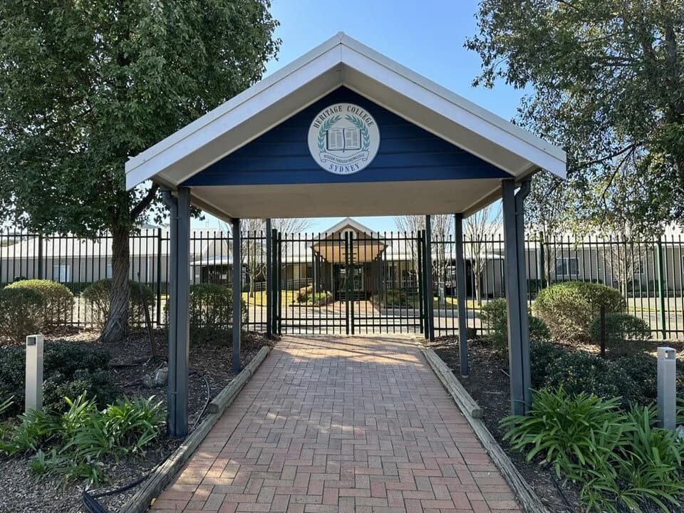 Entrance and buildings at Christadelphian Heritage College Sydney in Kemps Creek