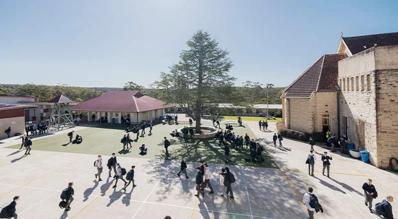 Campus buildings and grounds at St Columba's Catholic College in Springwood