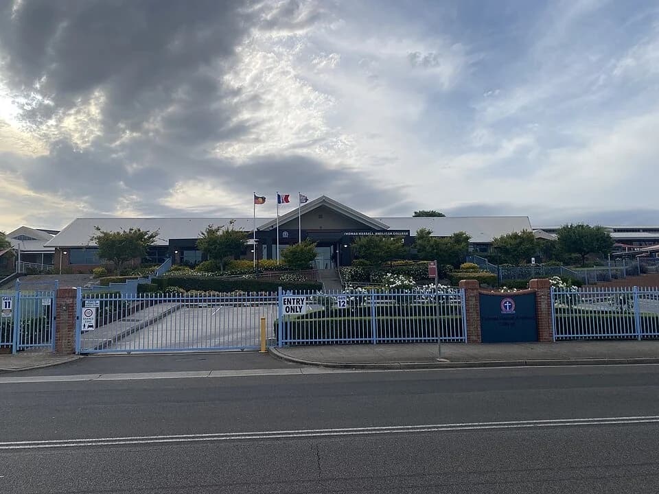 Campus entrance at Thomas Hassall Anglican College, Middleton Grange