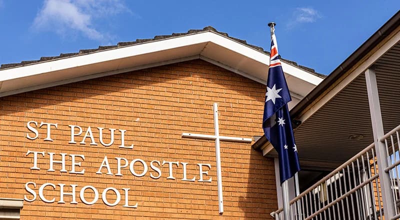 Campus buildings and grounds at St Paul the Apostle Primary School in Winston Hills