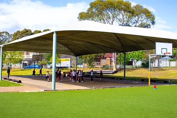 Campus buildings and grounds at Sacred Heart Catholic Primary School in Villawood