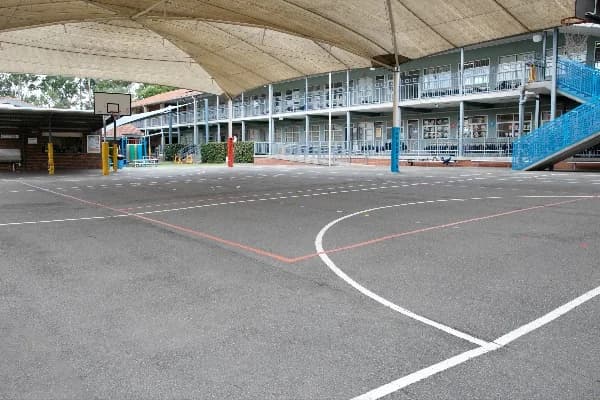 Campus buildings and grounds at Our Lady of the Rosary Catholic Primary School in Fairfield