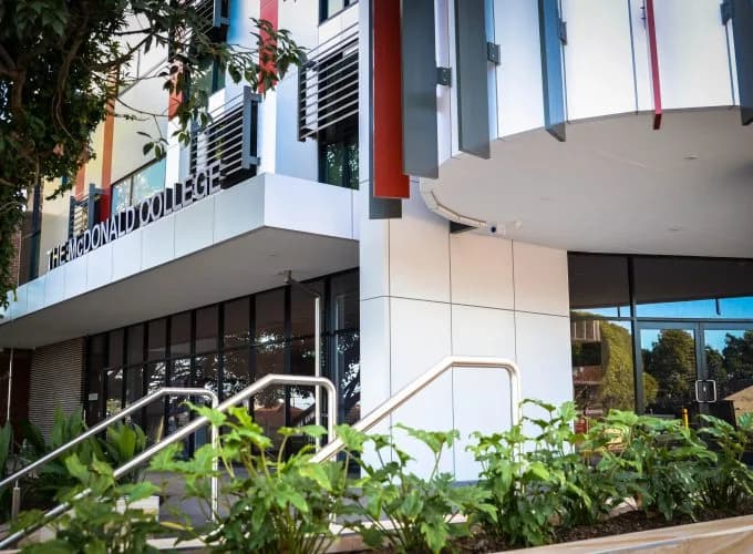 Campus buildings and grounds at The McDonald College in North Strathfield