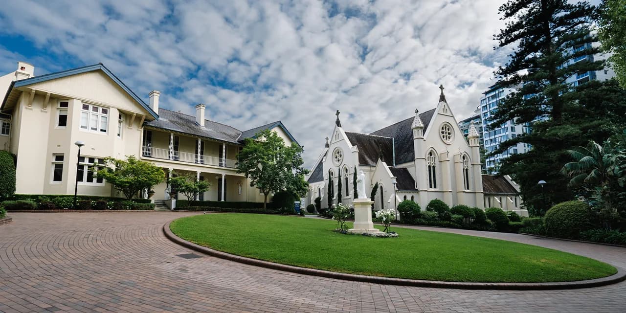 Campus buildings and grounds at Monte Sant' Angelo Mercy College in North Sydney