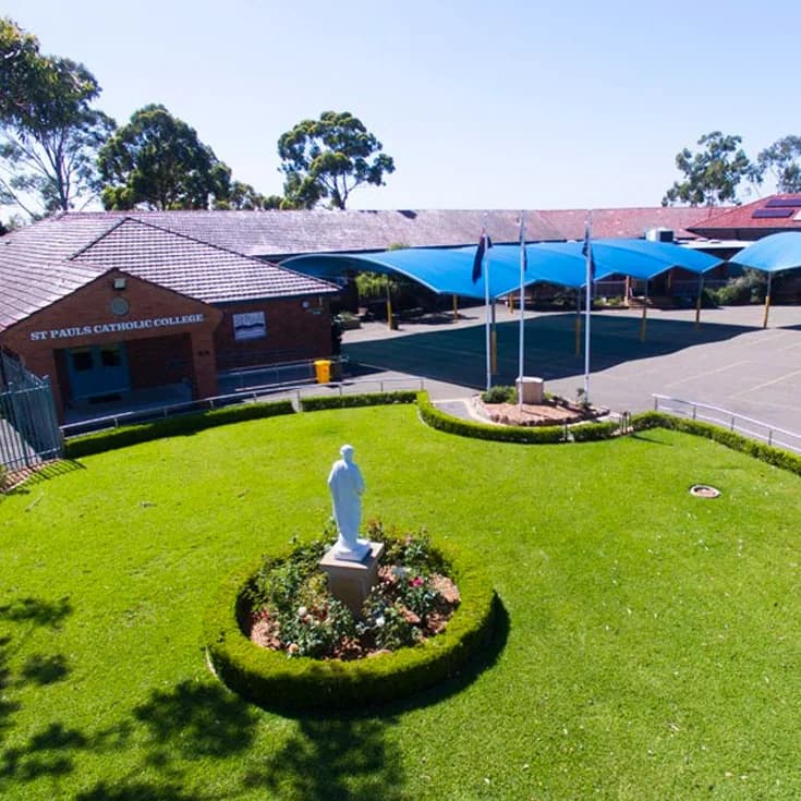 Campus buildings and grounds at St Paul's Catholic College in Greystanes