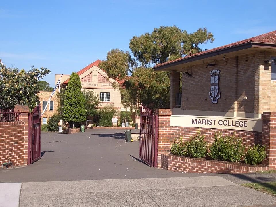 Entrance and buildings at Marist College Kogarah in Bexley