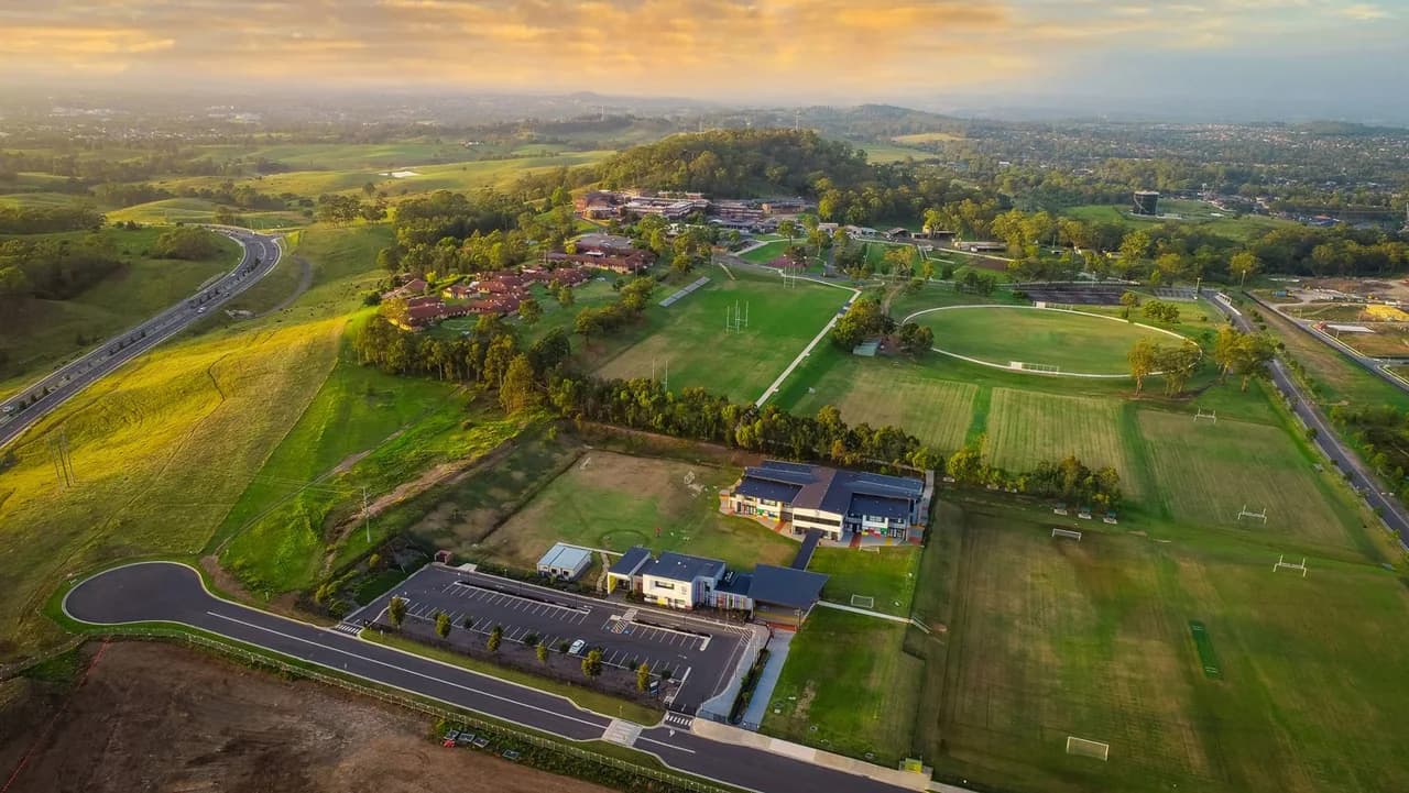 Campus buildings and grounds at St Gregory's College Campbelltown in Gregory Hills