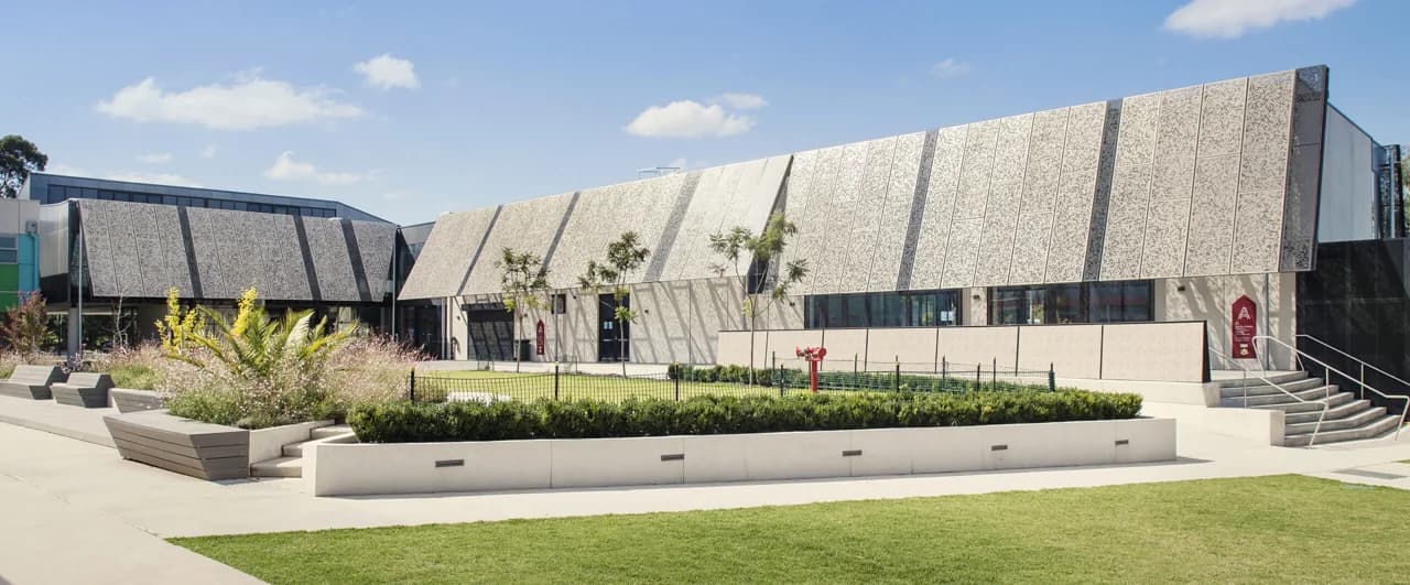 Campus buildings and grounds at Minaret College in Springvale