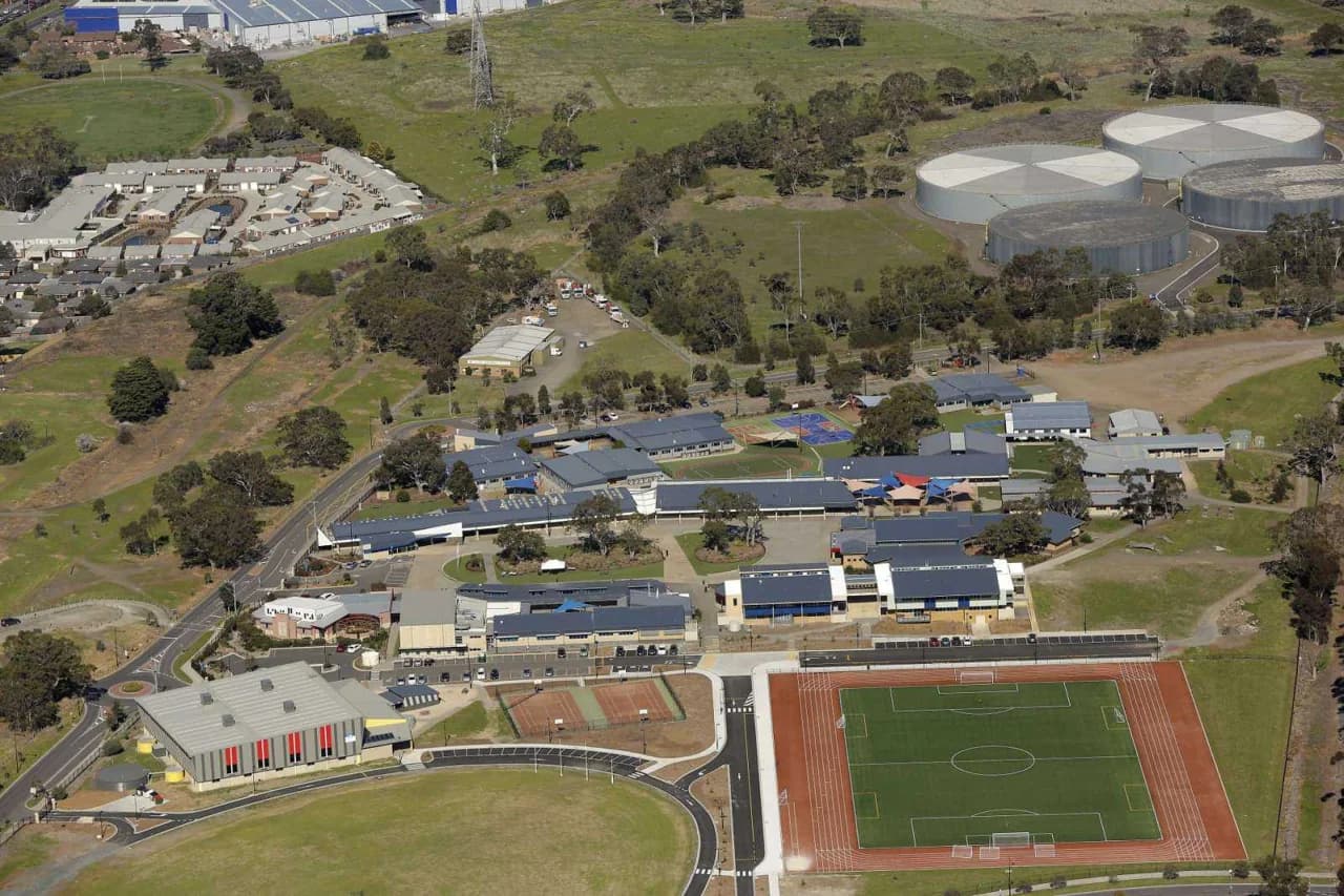 Campus buildings and grounds at Marymede Catholic College in South Morang