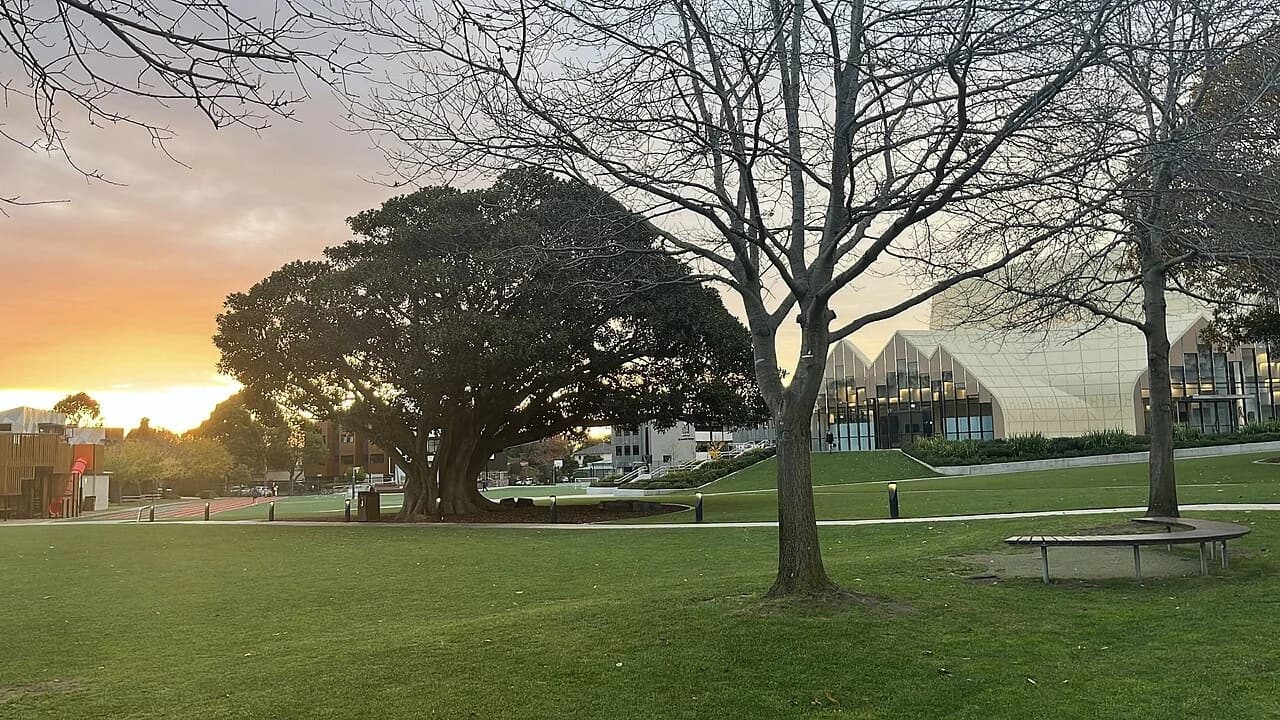 The oval and Leonardian Centre at St Leonard's College in Brighton East, Victoria.