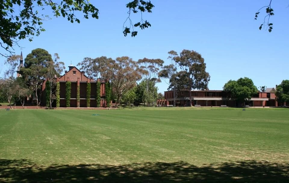 The Geelong College buildings across the main oval in Newtown
