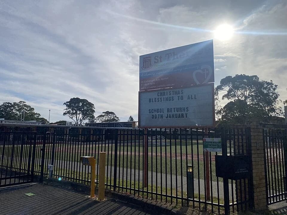 St Therese Catholic Primary School entrance and grounds in Sadleir-Miller