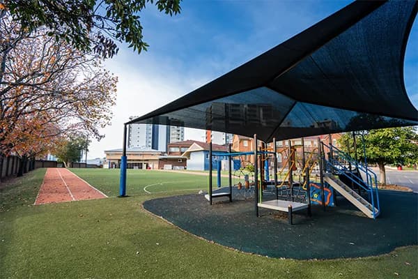 Campus buildings and grounds at St John's Catholic Primary School in Auburn
