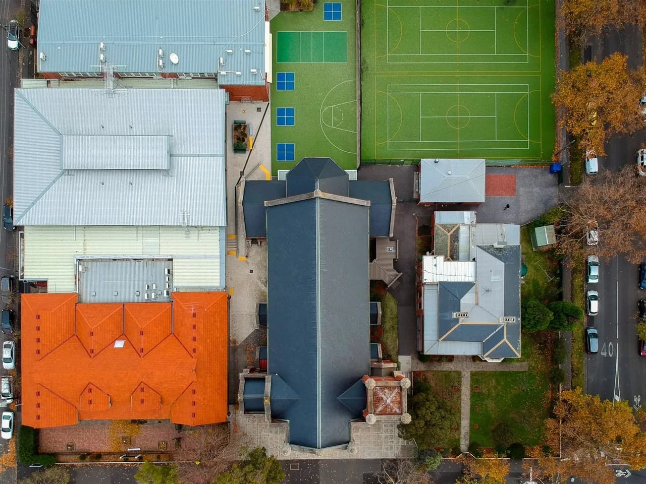 Campus buildings and grounds at St Brendan's School in Flemington